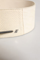 GF Ferre Off White Waxed Cotton Wide Fashion Waistband Belt