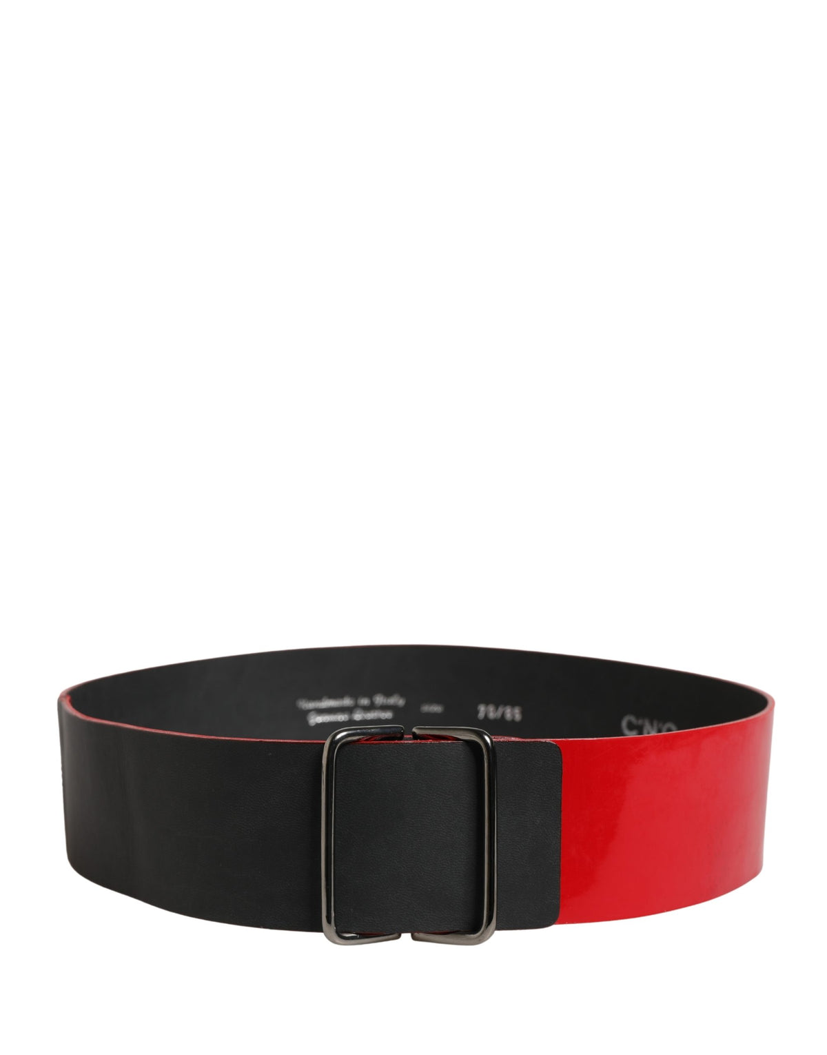 Costume National Red Wide Waist Belt with Silver Metal Buckle