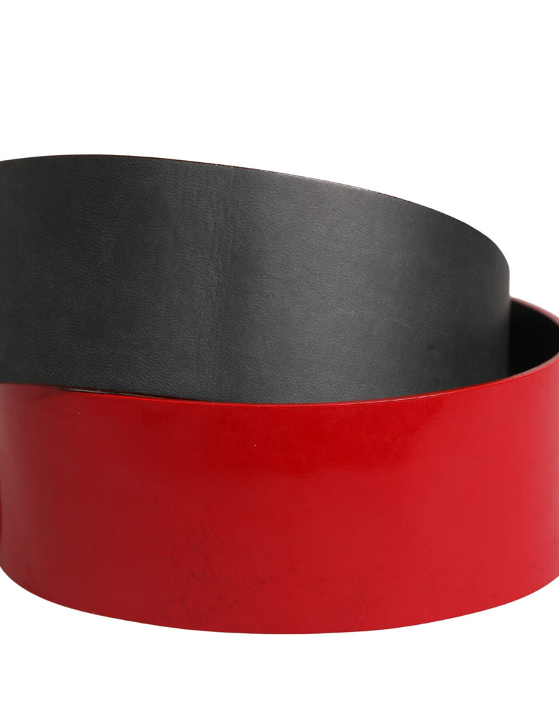 Costume National Red Wide Waist Belt with Silver Metal Buckle