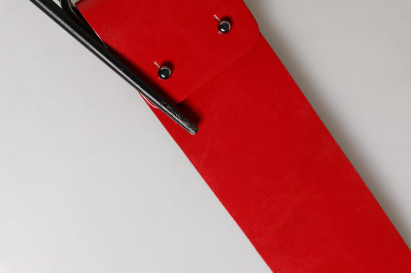 Costume National Red Wide Waist Belt with Silver Metal Buckle