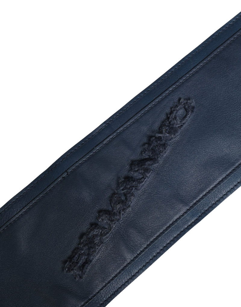Ermanno Scervino Blue Leather Wide Waist Cintura Belt