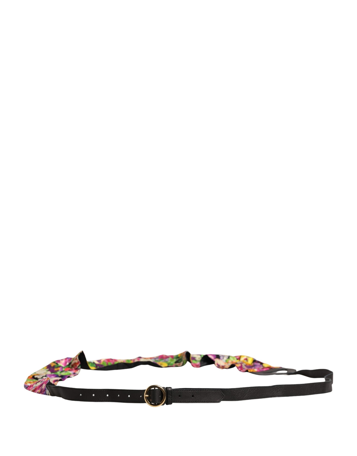 Cavalli Class Multicolor Floral Wide Waist Gold Metal Buckle Belt