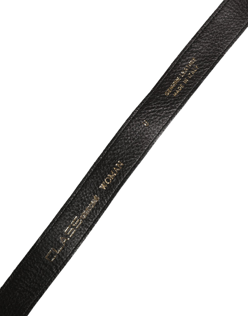 Cavalli Class Multicolor Floral Wide Waist Gold Metal Buckle Belt