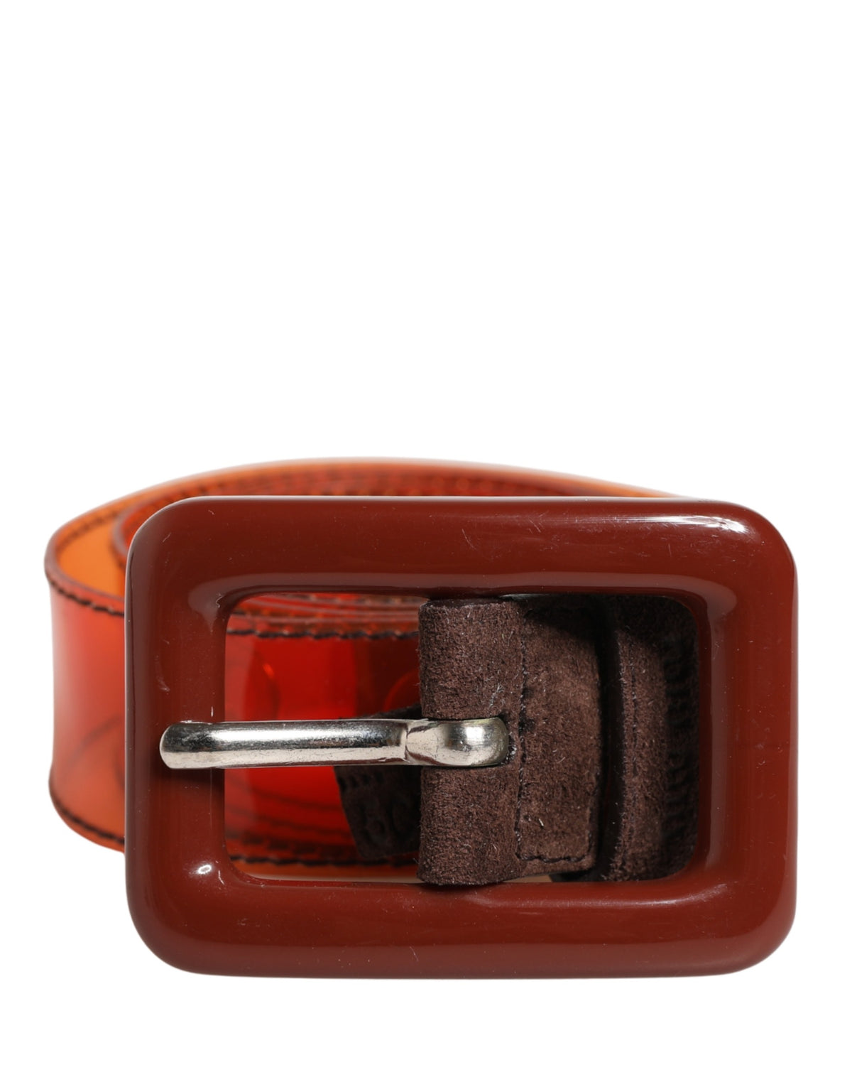 Miu Miu Orange PVC Waist Belt with Square Buckle for Women
