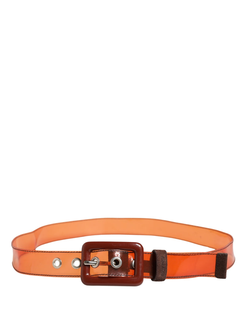 Miu Miu Orange PVC Waist Belt with Square Buckle for Women
