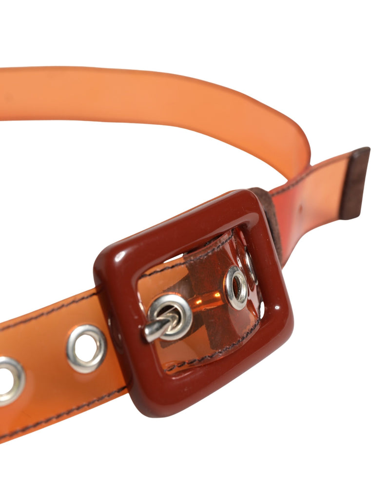 Miu Miu Orange PVC Waist Belt with Square Buckle for Women