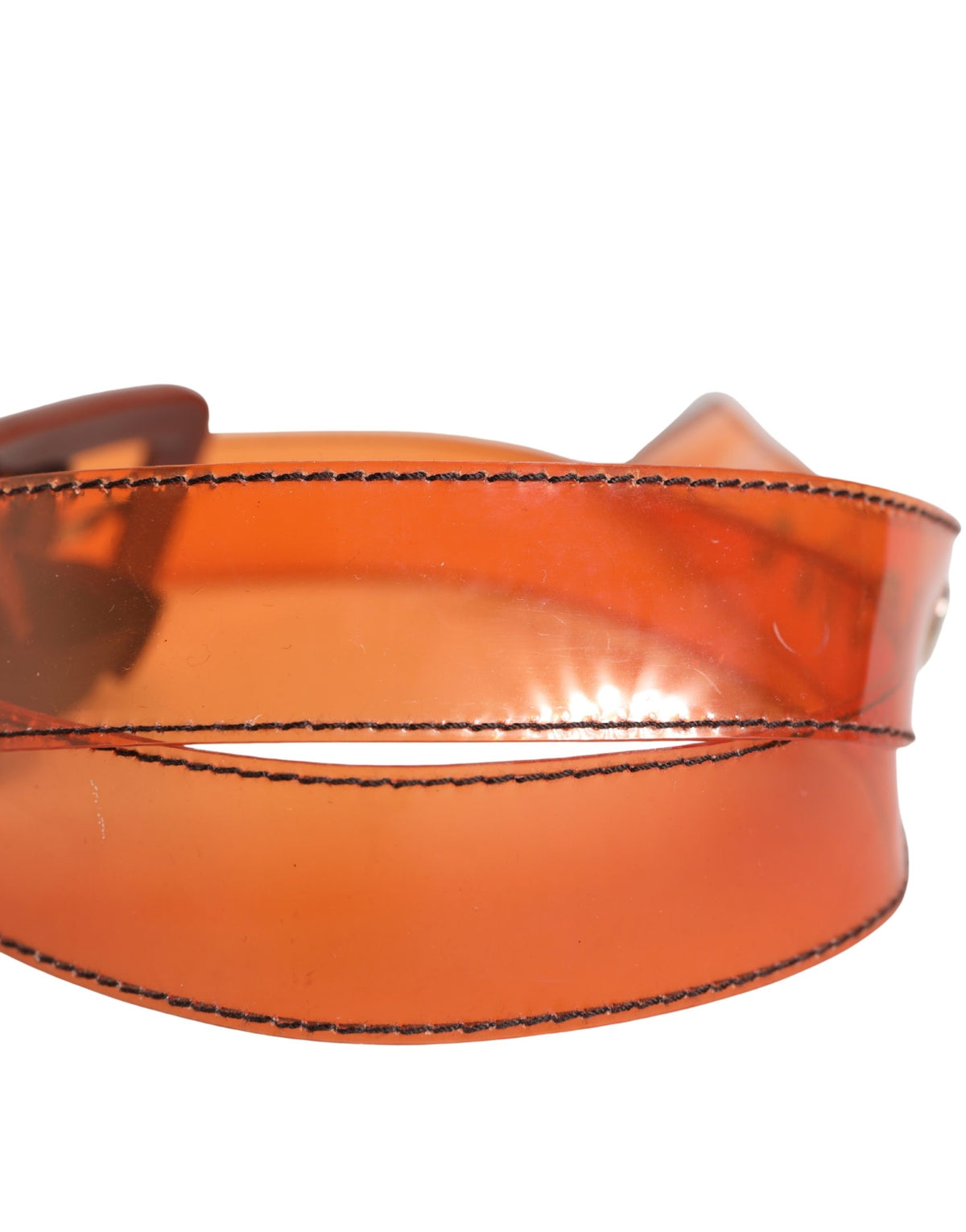 Miu Miu Orange PVC Waist Belt with Square Buckle for Women