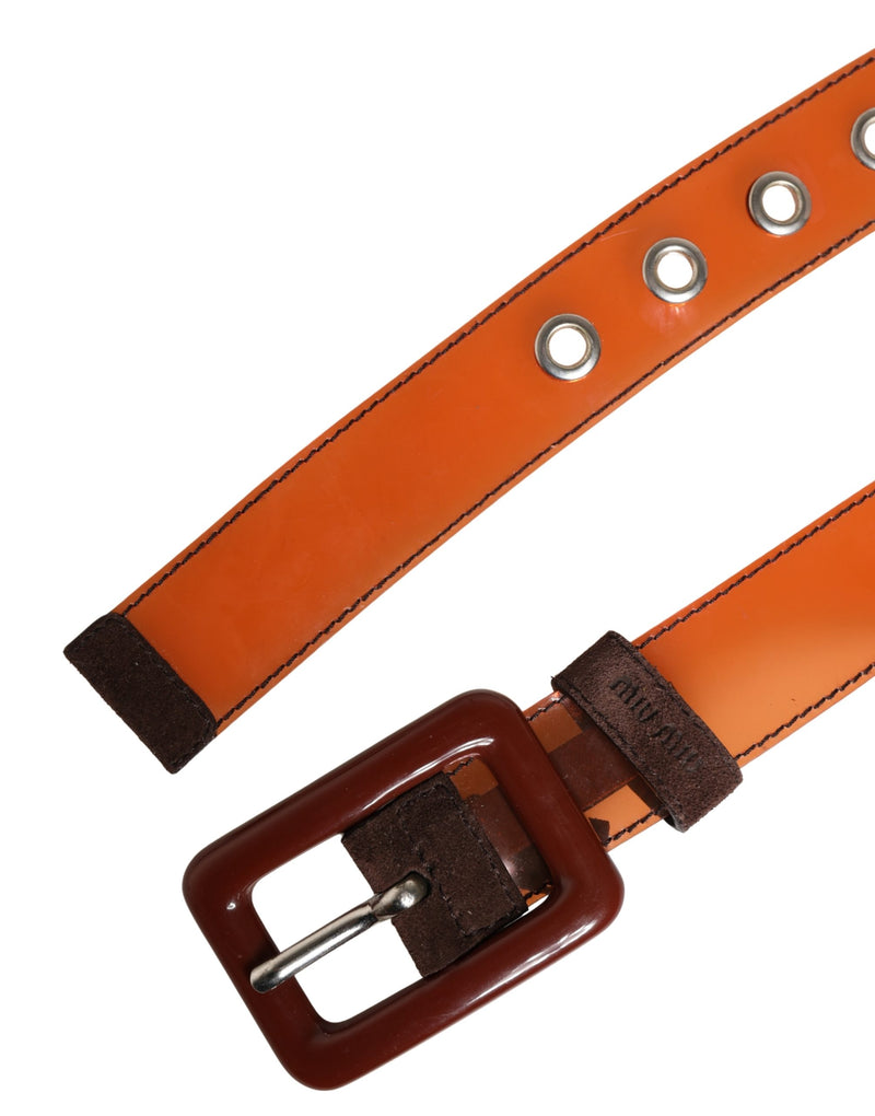 Miu Miu Orange PVC Waist Belt with Square Buckle for Women