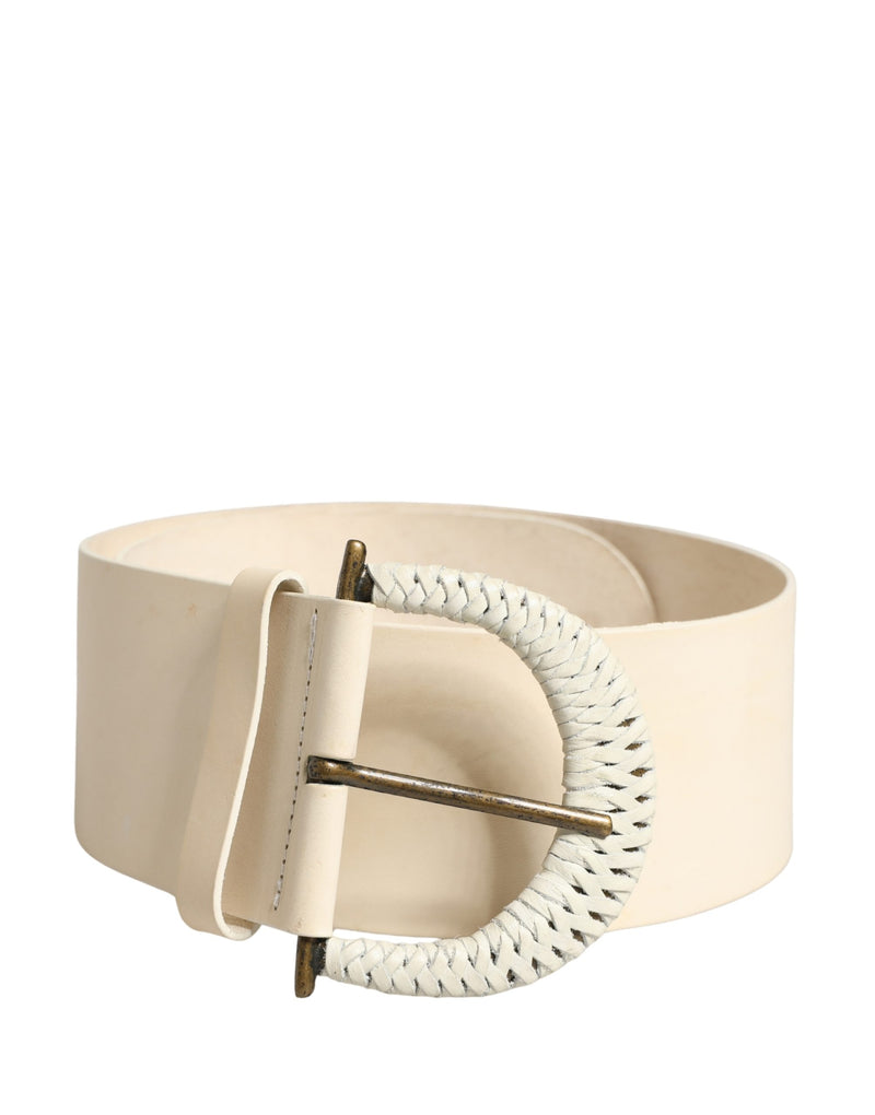 Cavalli Class Off White Leather Waist Belt for Women