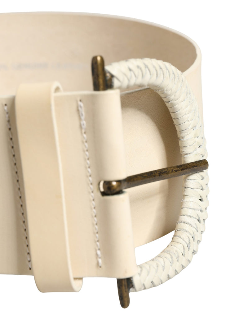 Cavalli Class Off White Leather Waist Belt for Women