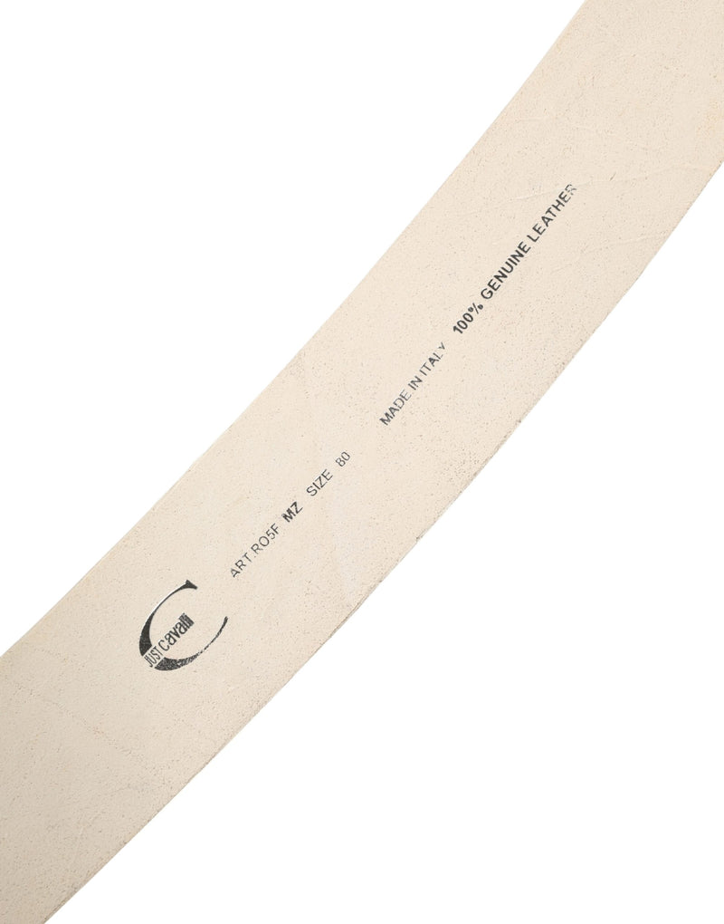 Cavalli Class Off White Leather Waist Belt for Women