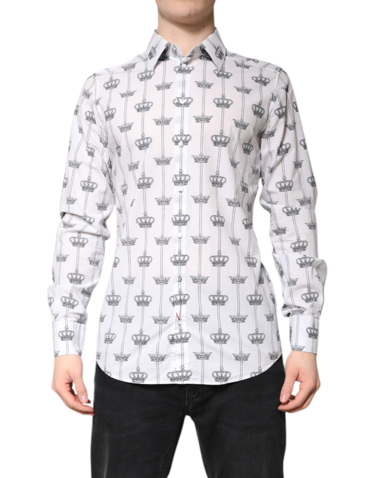 Chemise habillée en coton blanc ornée d'une couronne dorée Dolce &amp; Gabbana