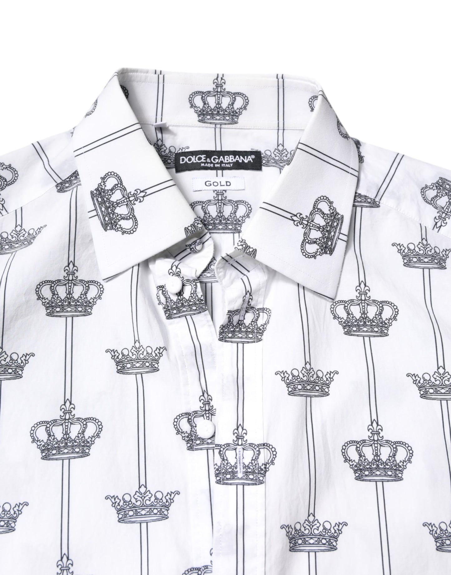 Chemise habillée en coton blanc ornée d'une couronne dorée Dolce &amp; Gabbana
