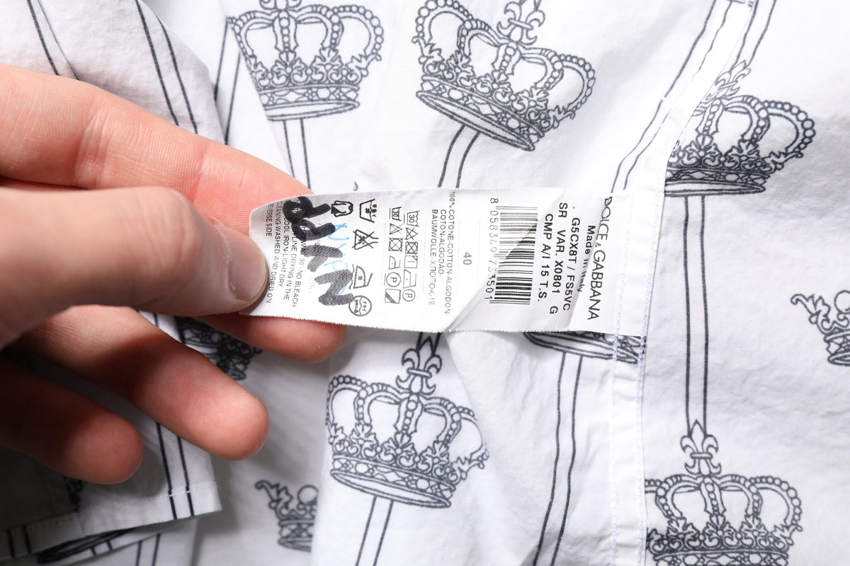 Chemise habillée en coton blanc ornée d'une couronne dorée Dolce &amp; Gabbana