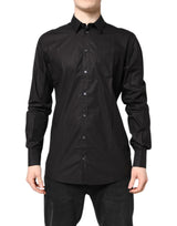 Chemise habillée Dolce & Gabbana en coton noir et doré à col