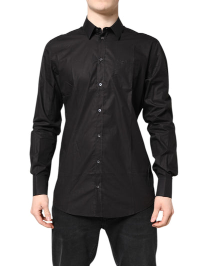Chemise habillée Dolce & Gabbana en coton noir et doré à col
