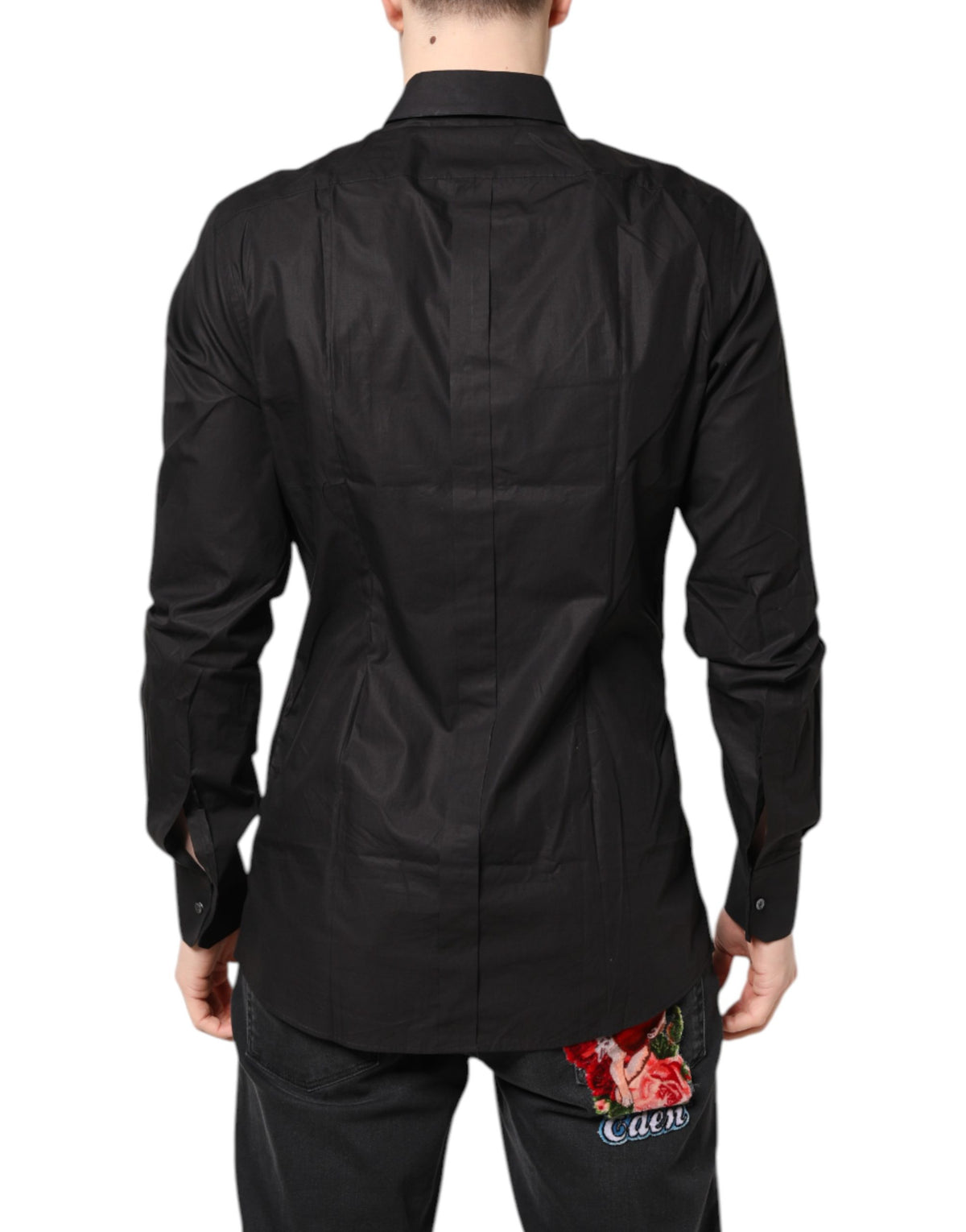 Chemise habillée Dolce & Gabbana en coton noir et doré à col
