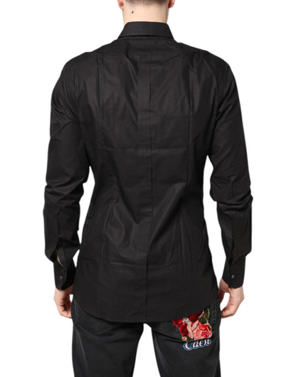 Chemise habillée Dolce & Gabbana en coton noir et doré à col
