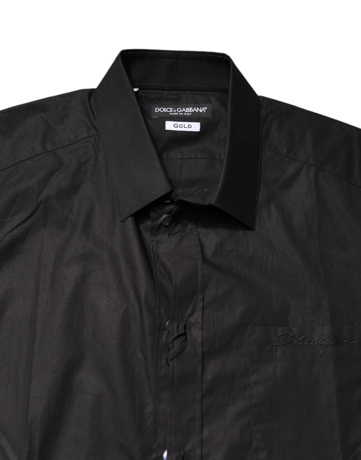Chemise habillée Dolce & Gabbana en coton noir et doré à col