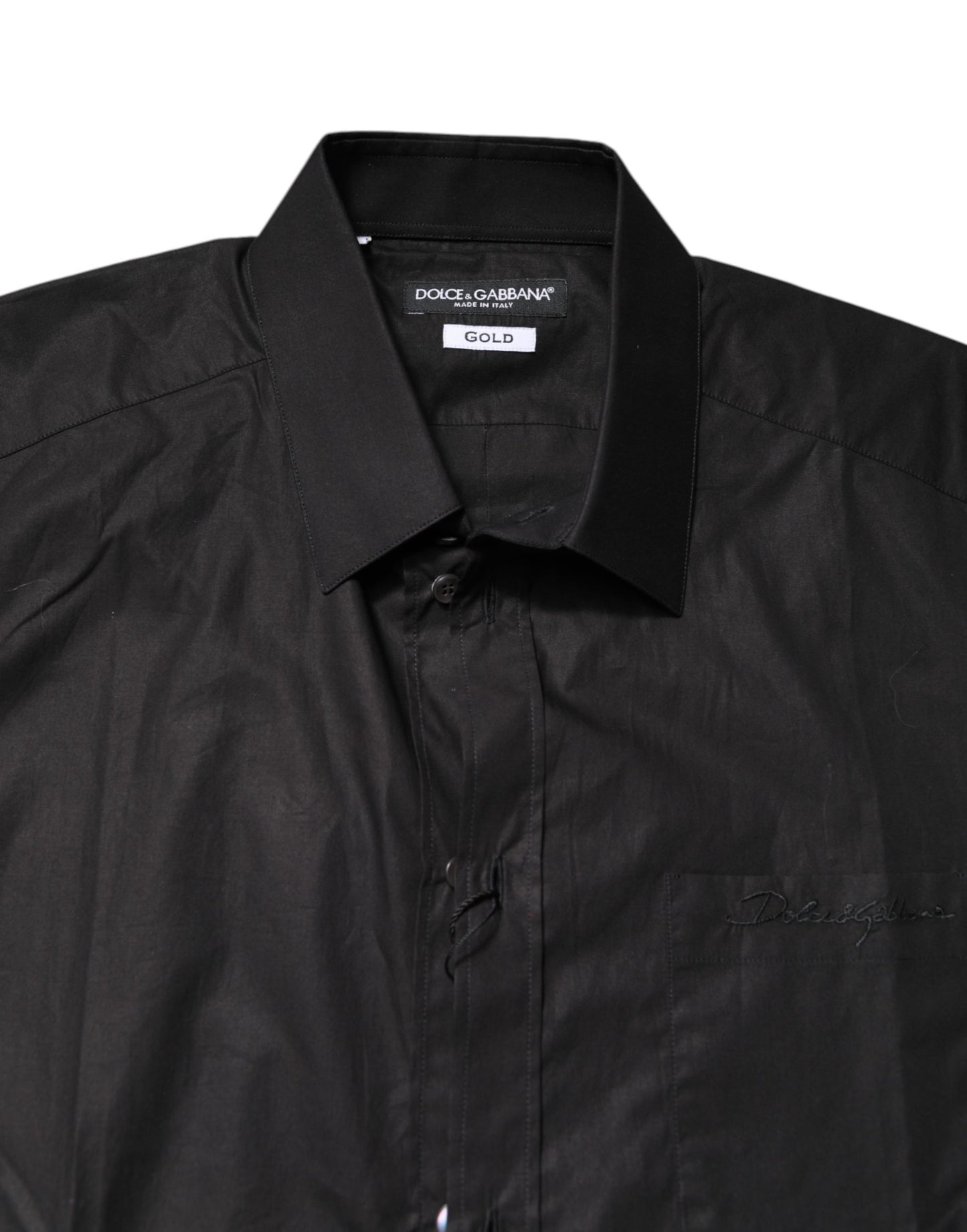 Chemise habillée Dolce & Gabbana en coton noir et doré à col