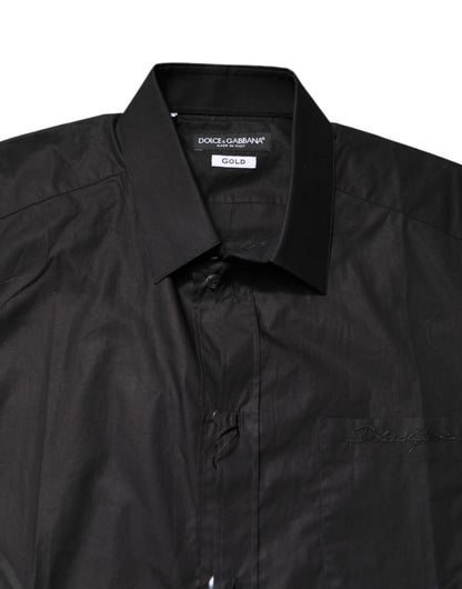 Chemise habillée Dolce & Gabbana en coton noir et doré à col