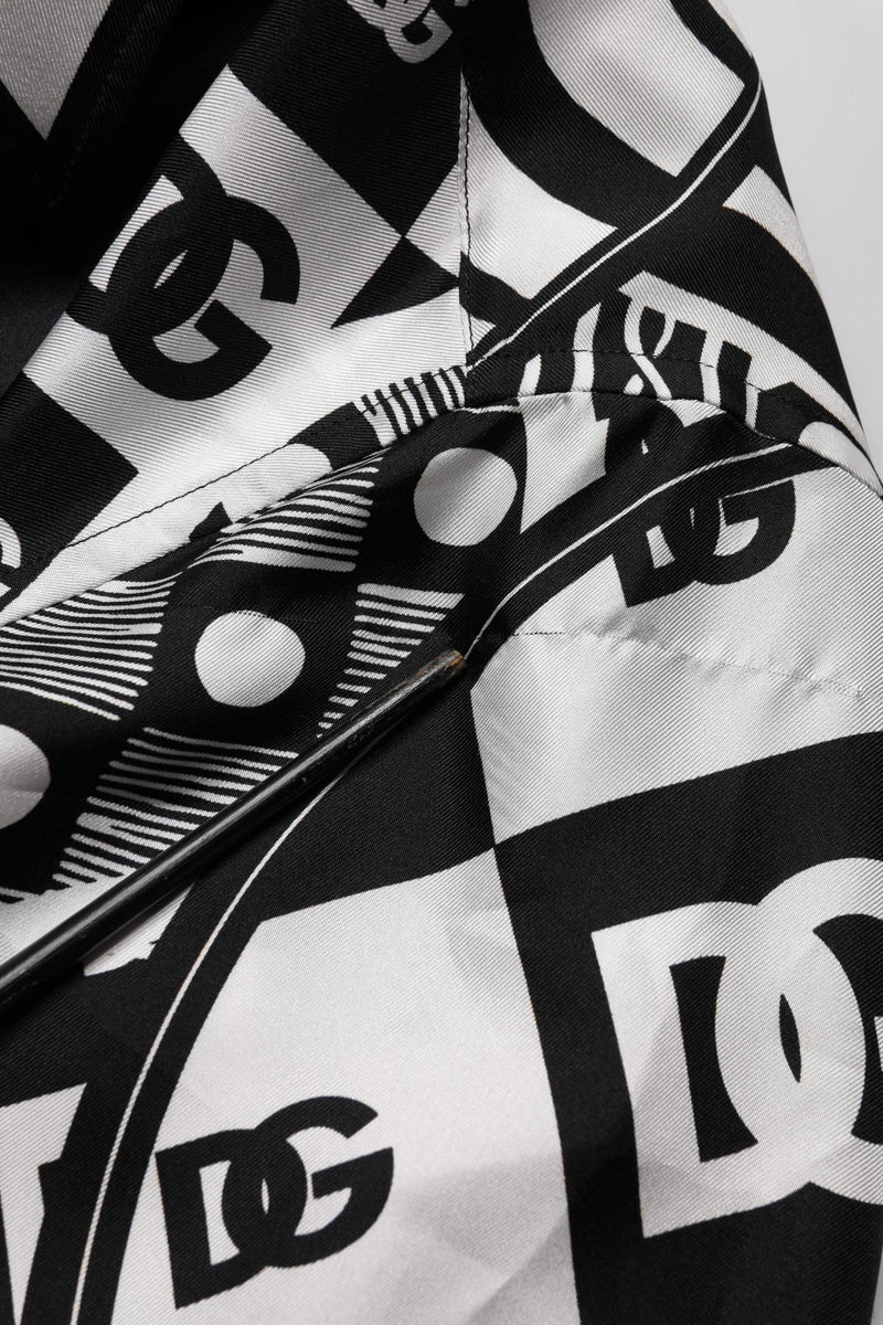 Dolce & Gabbana Black Silk Logo Print Short Sleeves Shirt
