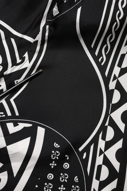 Chemise manches courtes Dolce & Gabbana en soie noire à imprimé logo
