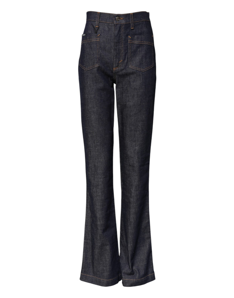 Dolce & Gabbana Dark Blue Flared Wide Leg Denim Jeans