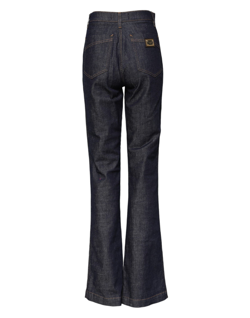 Dolce & Gabbana Dark Blue Flared Wide Leg Denim Jeans