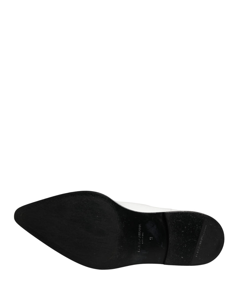 Dolce & Gabbana White Leather Chelsea Slip-On Ankle Boots