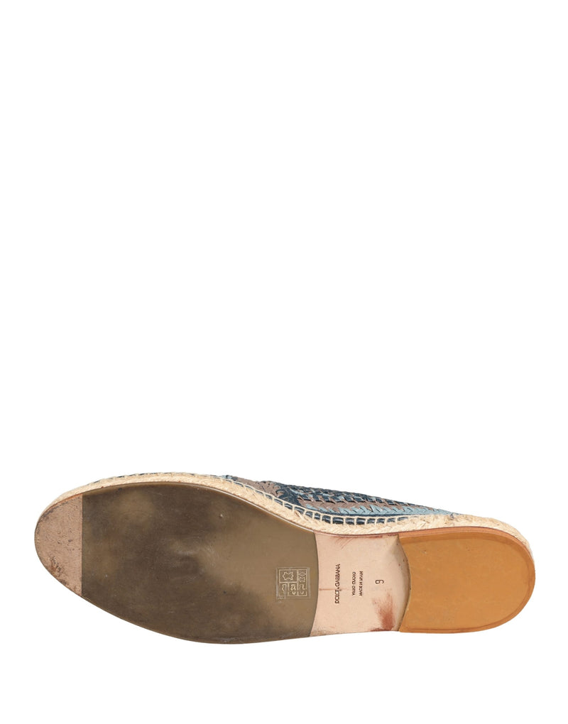 Dolce & Gabbana Blue Gray Slip On Buffalo Espadrille Shoes
