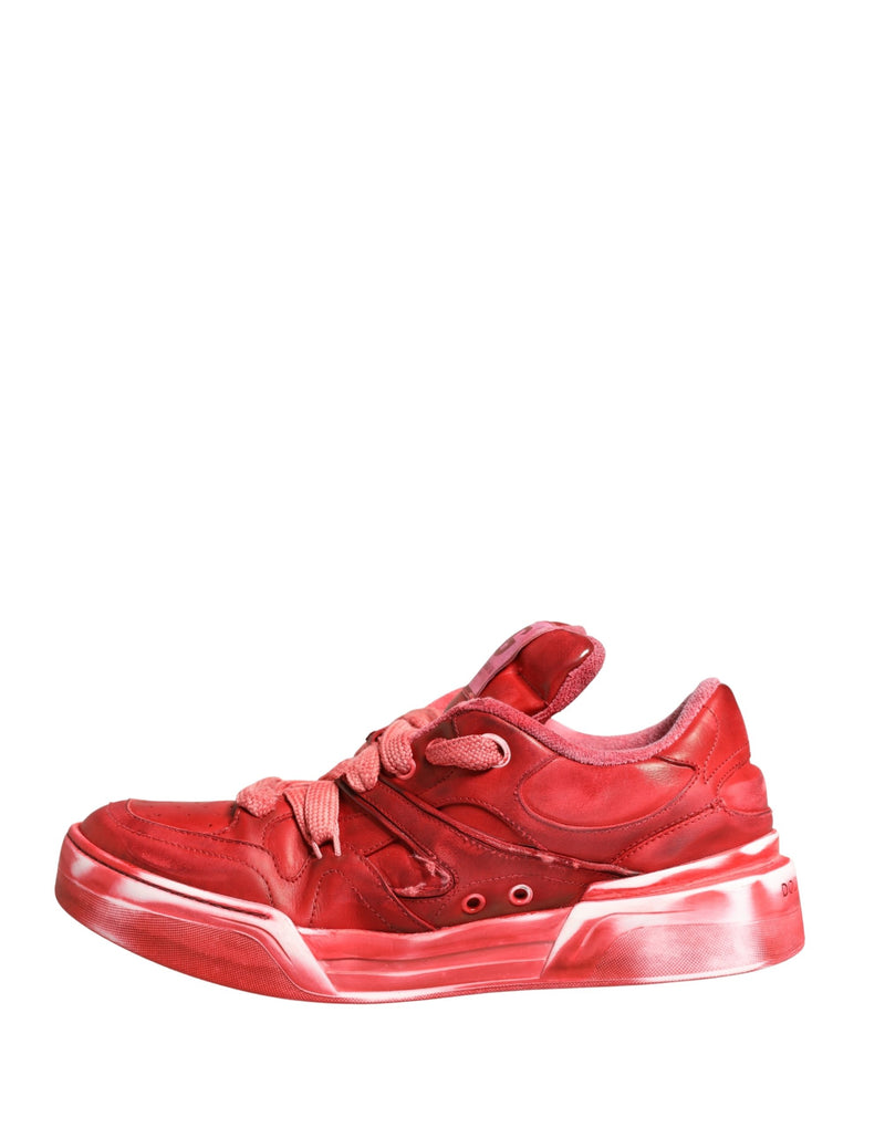 Dolce & Gabbana Red Distressed Suede Low-Top Sneakers for Men