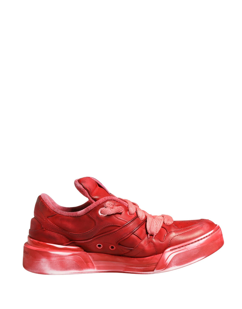 Dolce & Gabbana Red Distressed Suede Low-Top Sneakers for Men