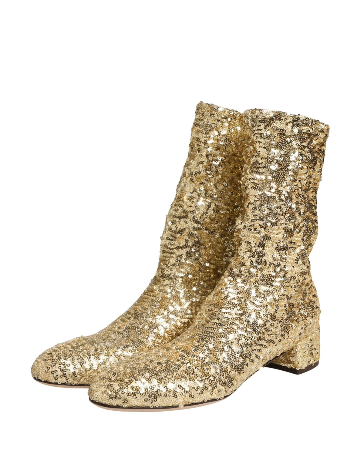 Dolce & Gabbana Gold Sequined Short Boots for Women