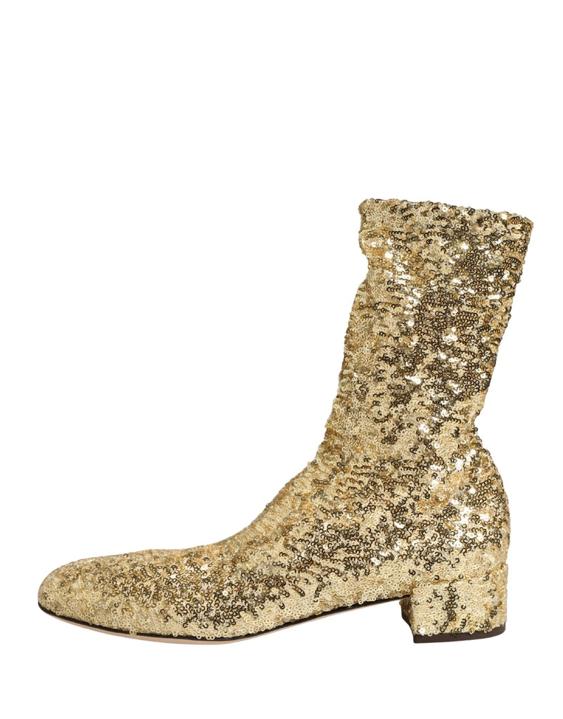 Dolce & Gabbana Gold Sequined Short Boots for Women