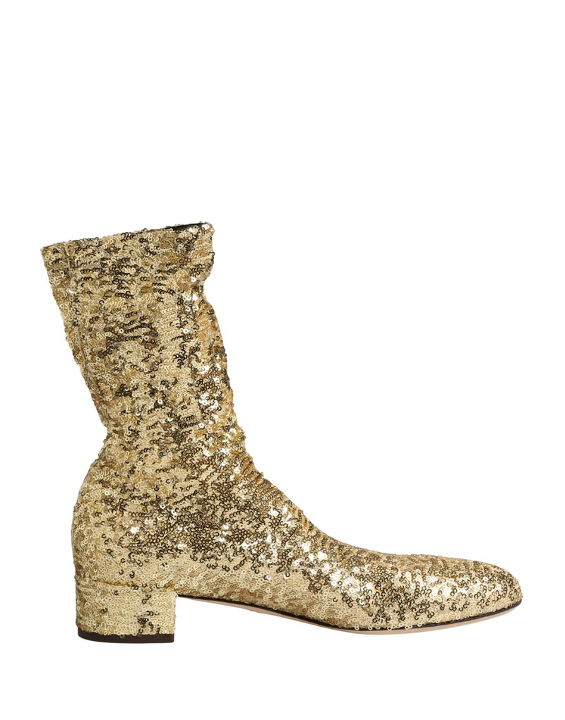 Dolce & Gabbana Gold Sequined Short Boots for Women