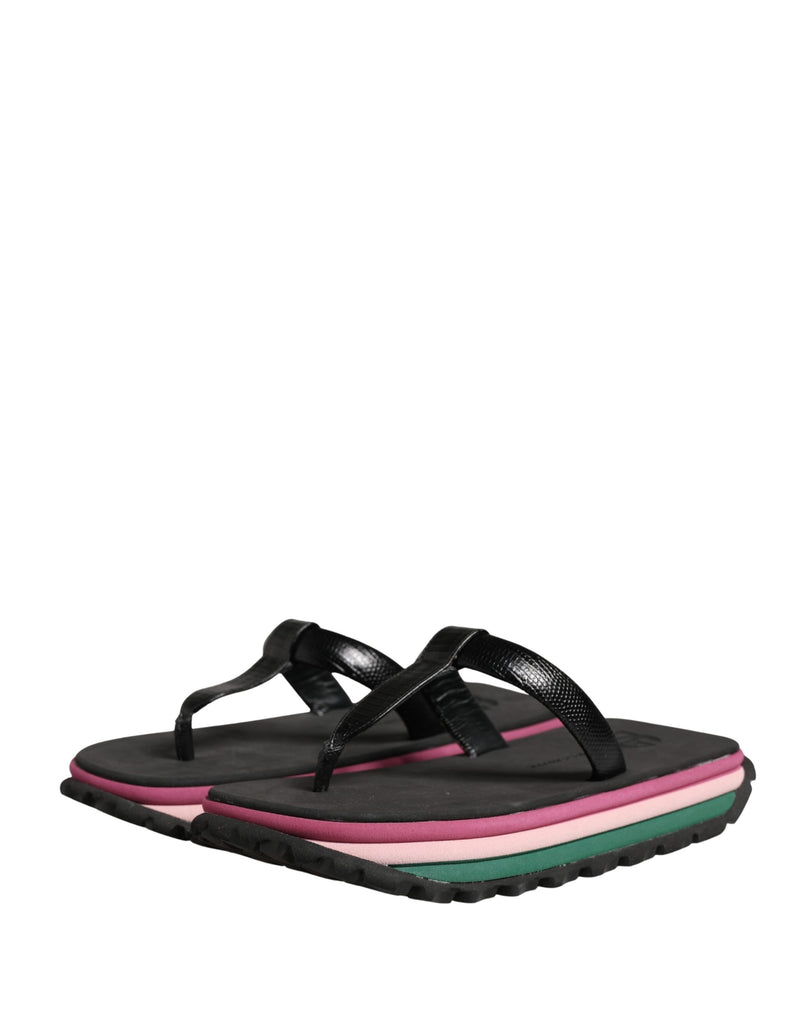 Dolce & Gabbana Multicolor Rubber Chunky Flip Flop Sandals