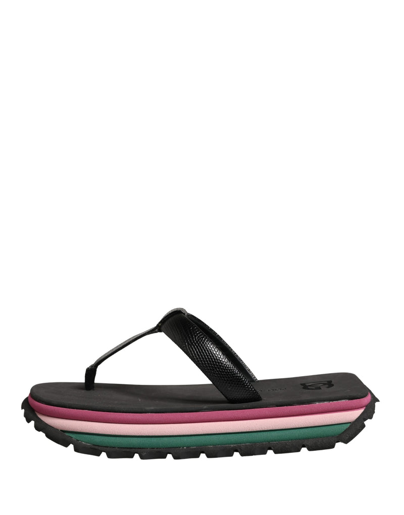Dolce & Gabbana Multicolor Rubber Chunky Flip Flop Sandals