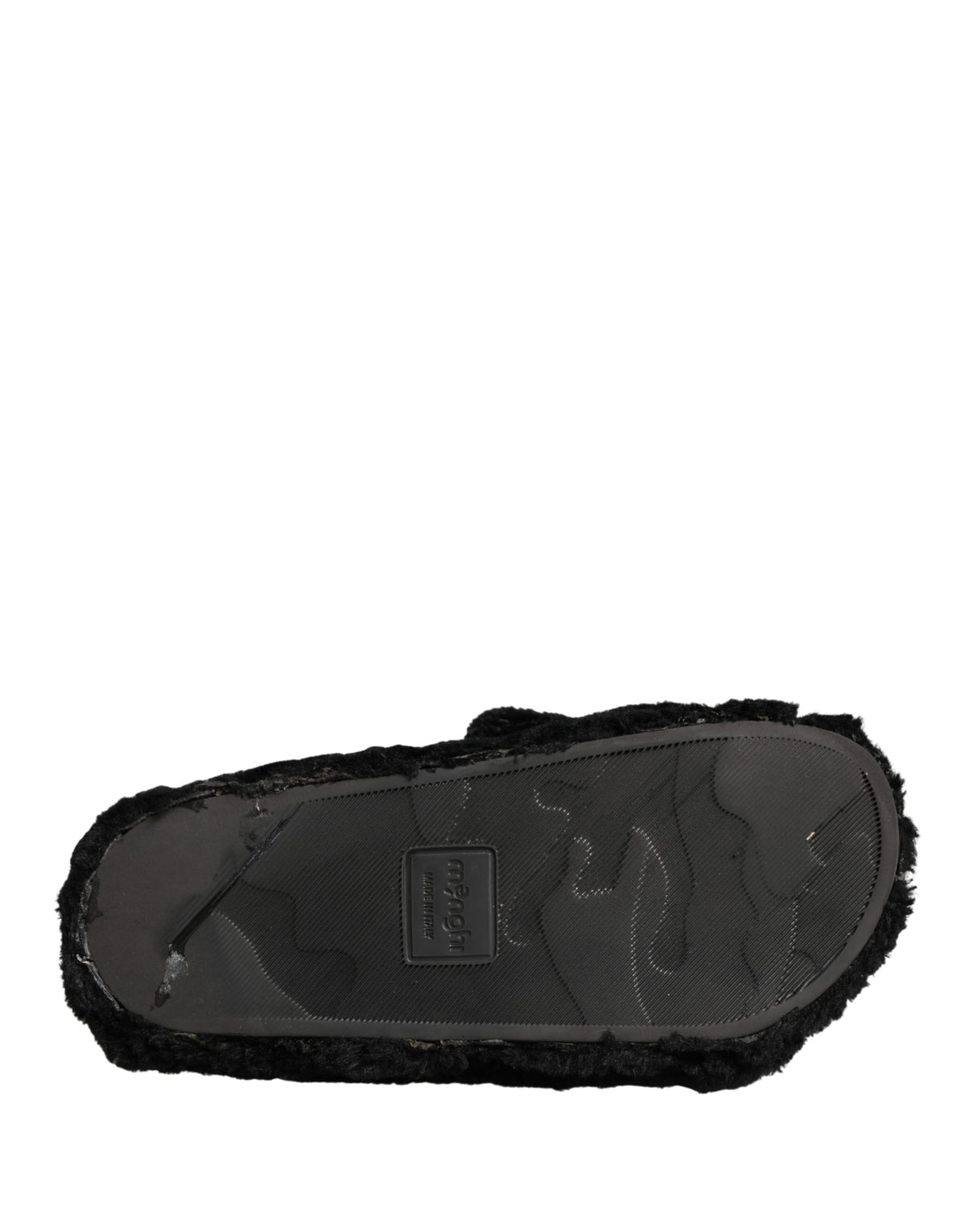 Dolce & Gabbana Black Faux Fur Panther Plush Flat Slides