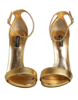 Dolce & Gabbana Gold Leather Keira High Heels Sandals