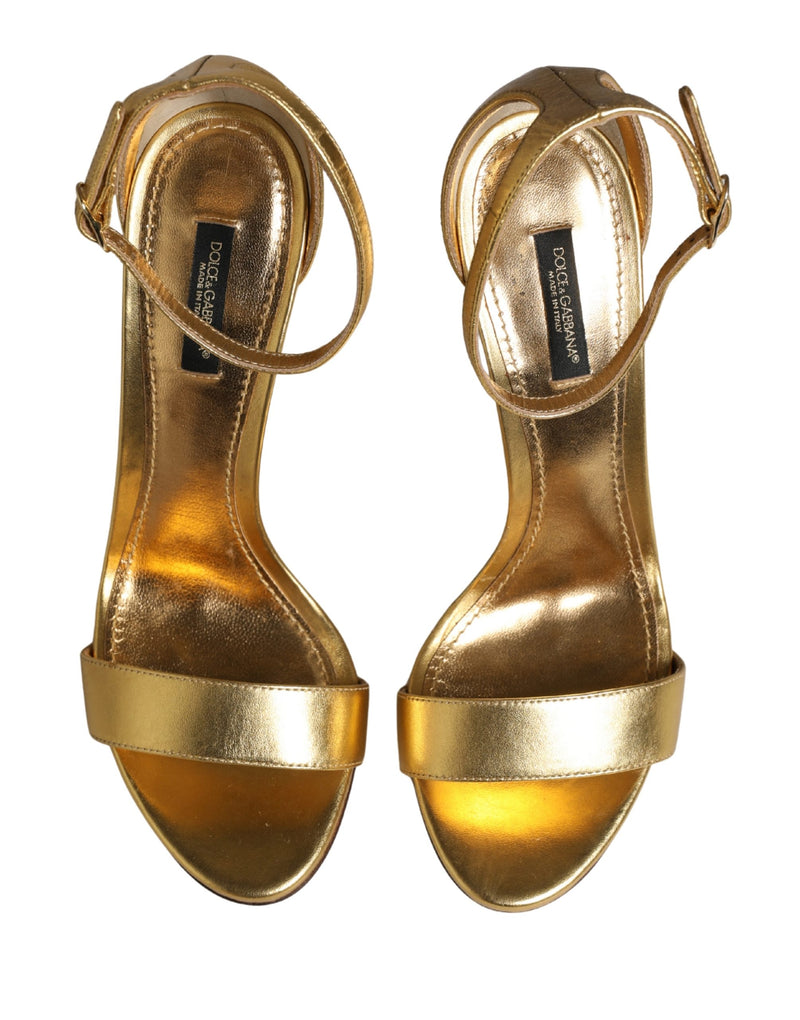 Dolce & Gabbana Gold Leather Keira High Heels Sandals