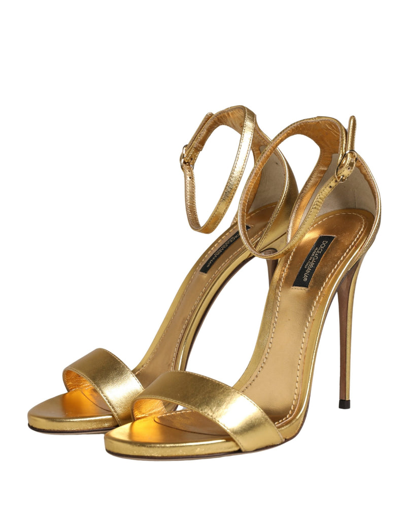 Dolce & Gabbana Gold Leather Keira High Heels Sandals