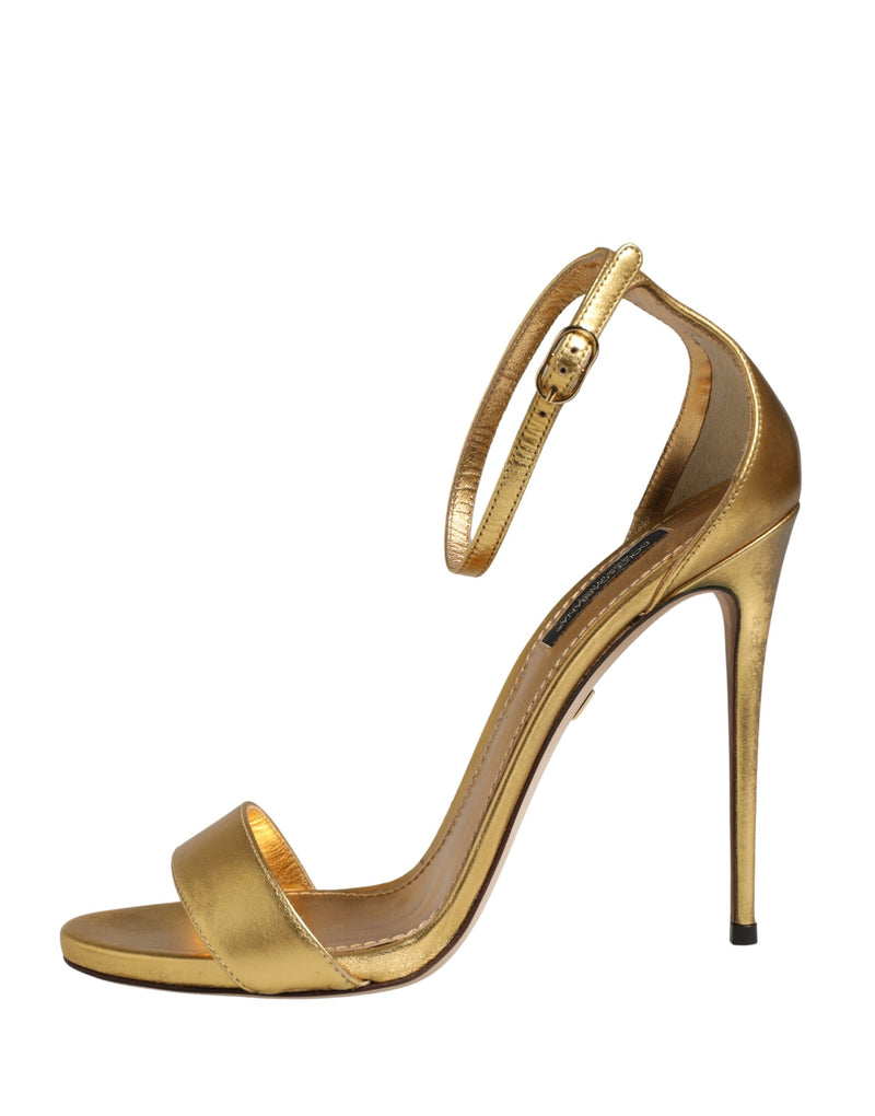 Dolce & Gabbana Gold Leather Keira High Heels Sandals