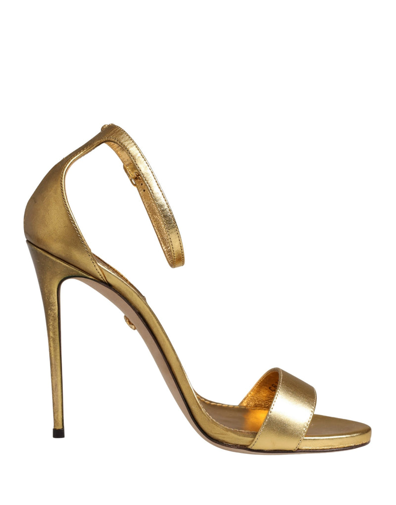 Dolce & Gabbana Gold Leather Keira High Heels Sandals