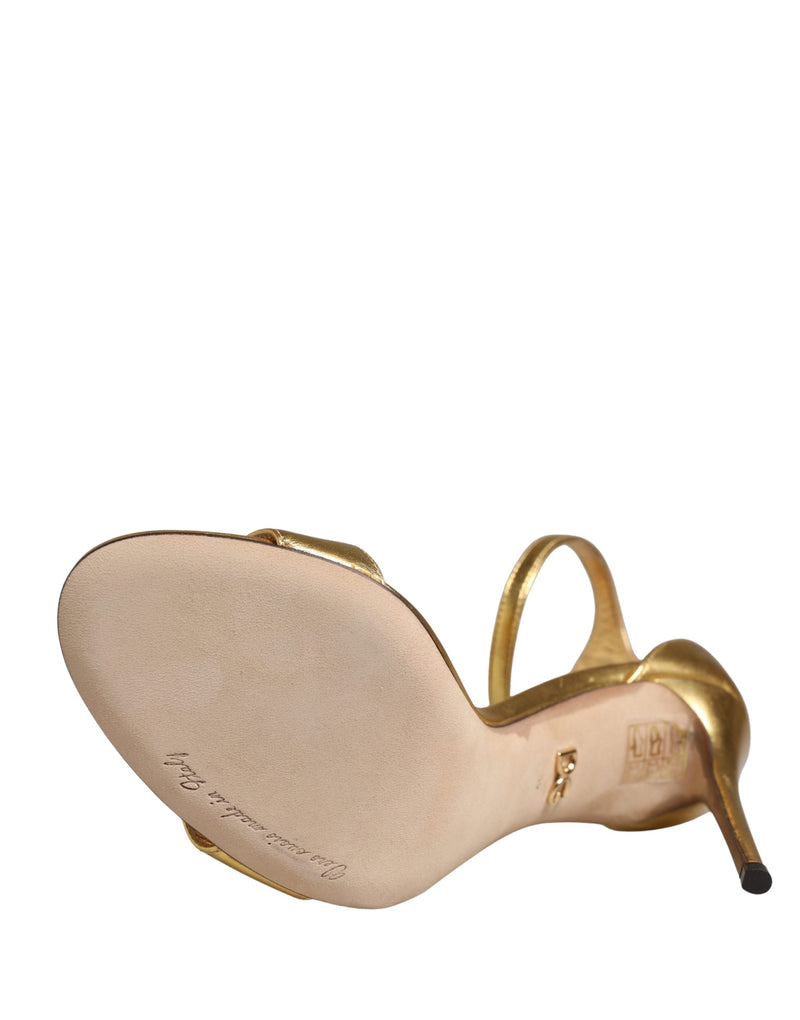 Dolce & Gabbana Gold Leather Keira High Heels Sandals
