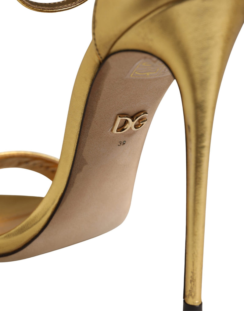 Dolce & Gabbana Gold Leather Keira High Heels Sandals