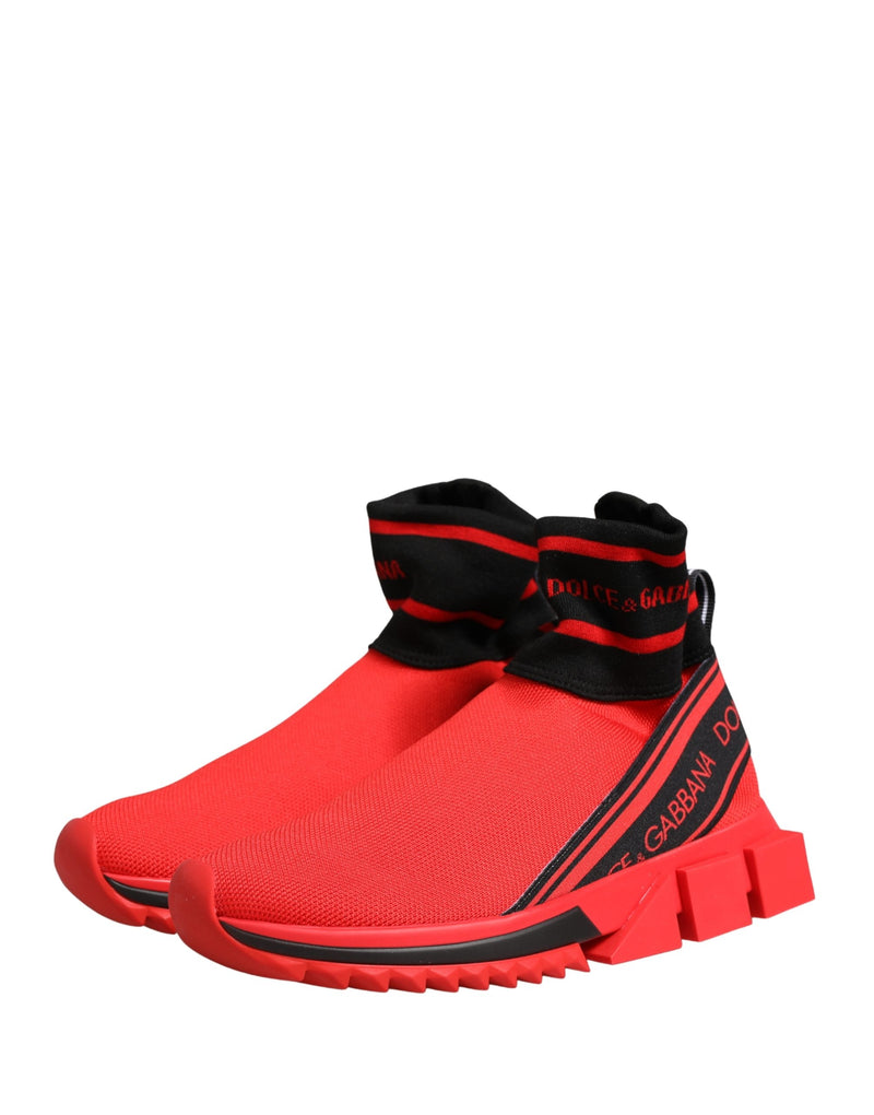 Dolce & Gabbana Sorrento Red Black Slip-On Sneakers