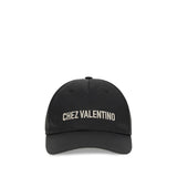 Valentino Garavani Black Cotton Baseball Hat with Embroidery