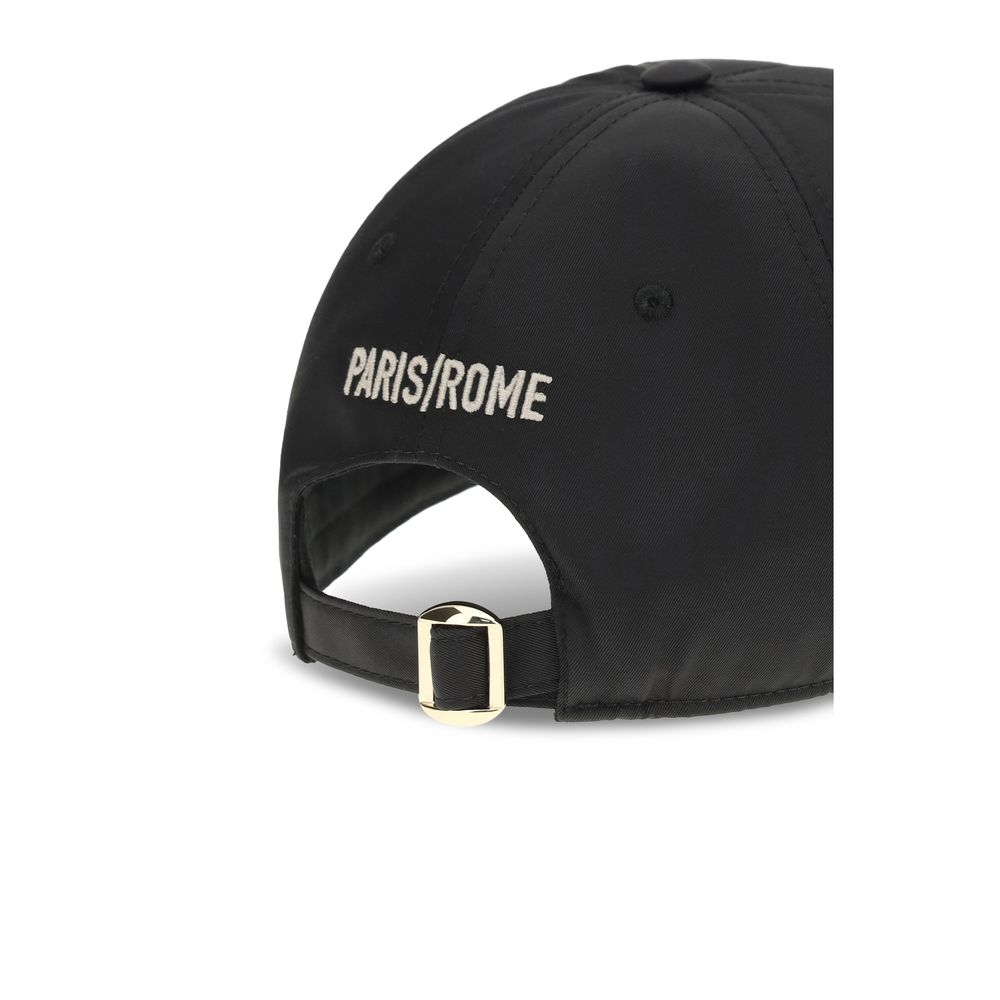 Valentino Garavani Black Cotton Baseball Hat with Embroidery