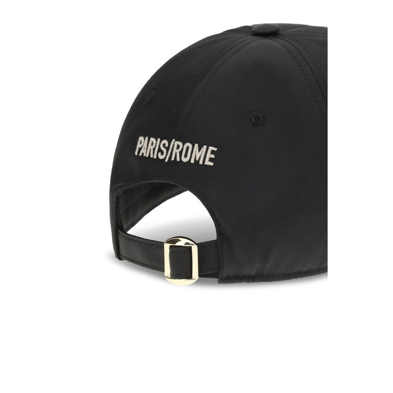 Valentino Garavani Black Cotton Baseball Hat with Embroidery